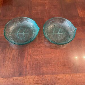 5.5" Arcoroc Teal Aspen Leaf Small Side Dessert  Plate Dish Berry Bowls